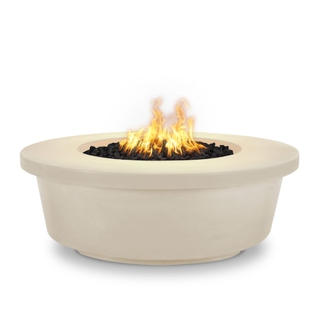 The Outdoor Plus 48 Round Tempe Fire Pit - GFRC Concrete - Vanilla - Match Lit with Flame Sense - Liquid Propane OPT-TEM48FSML-VAN-LP